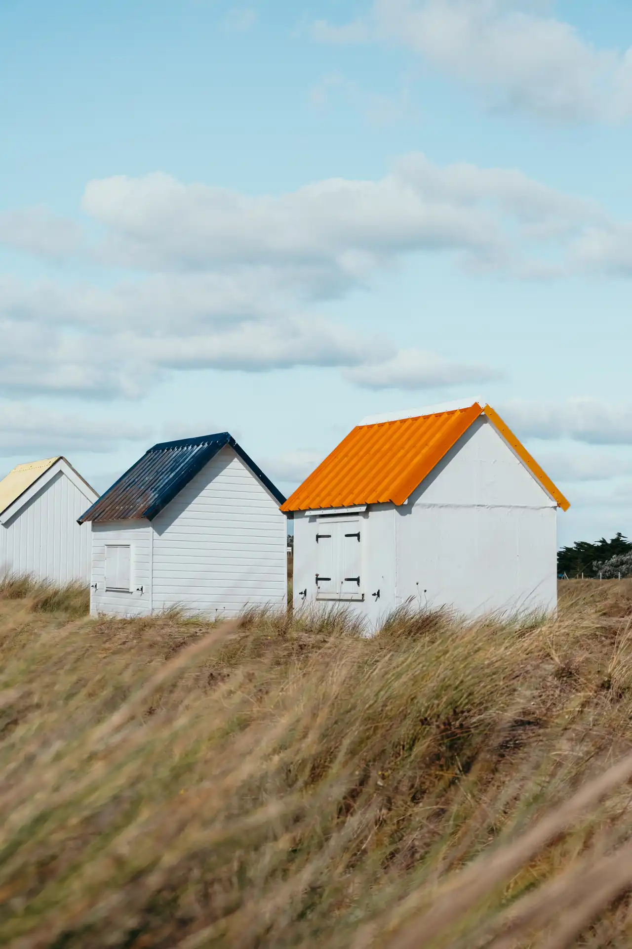 Cabine de plage de Gouville-sur-Mer dans la Manche en Normandie