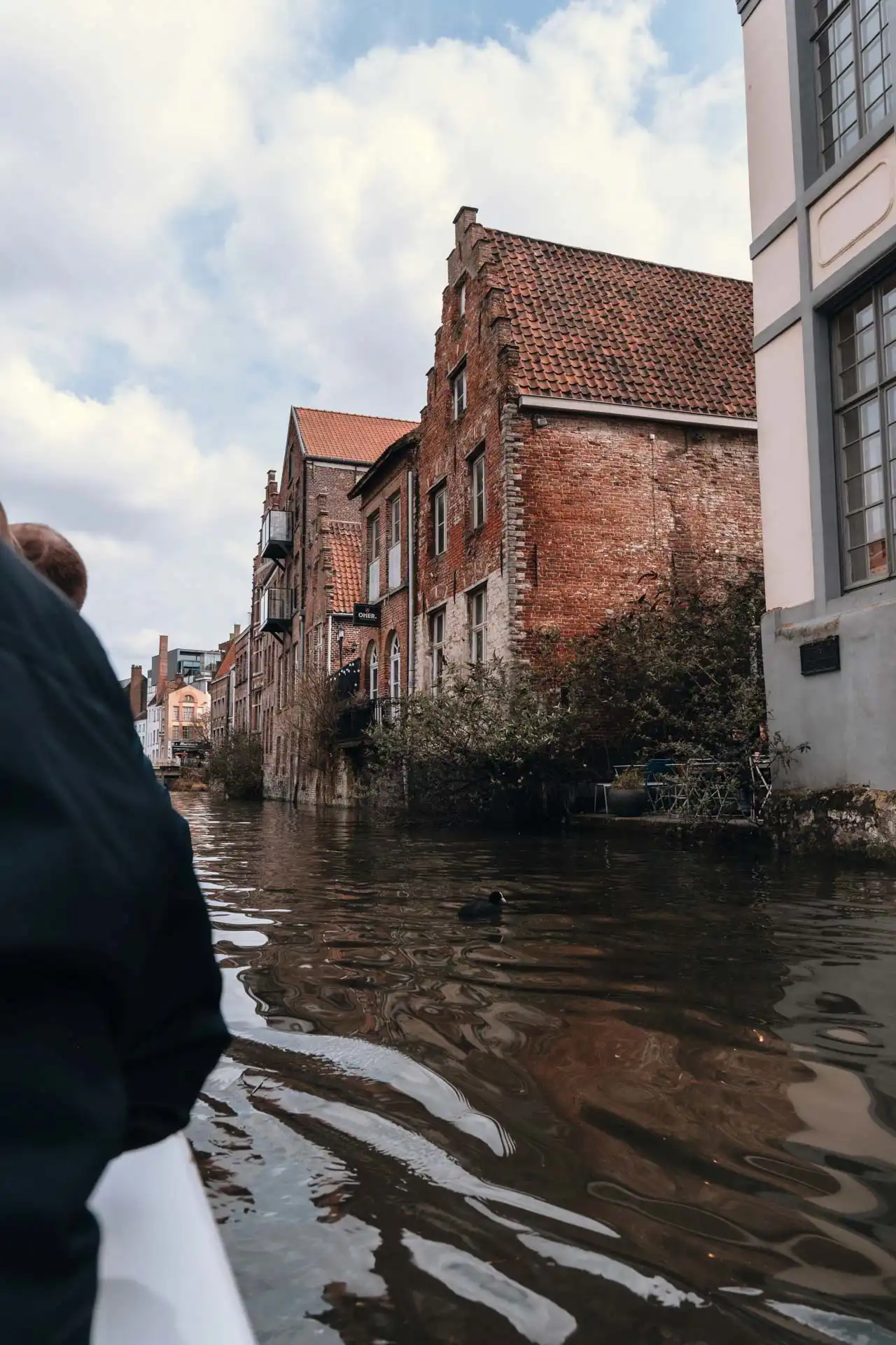 Vue depuis un bateau sur la Lys