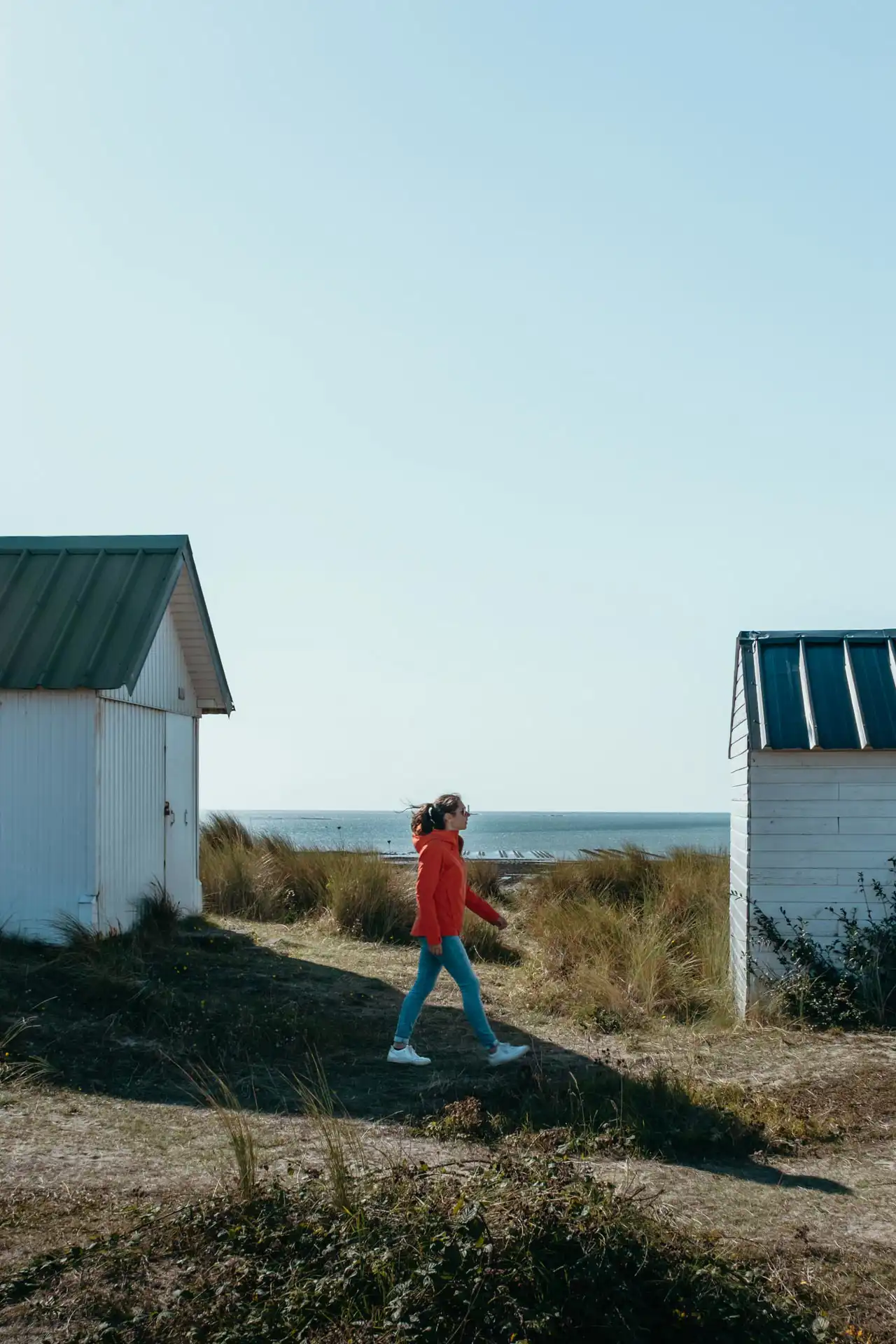 Cabine de plage de Gouville-sur-Mer dans la Manche en Normandie